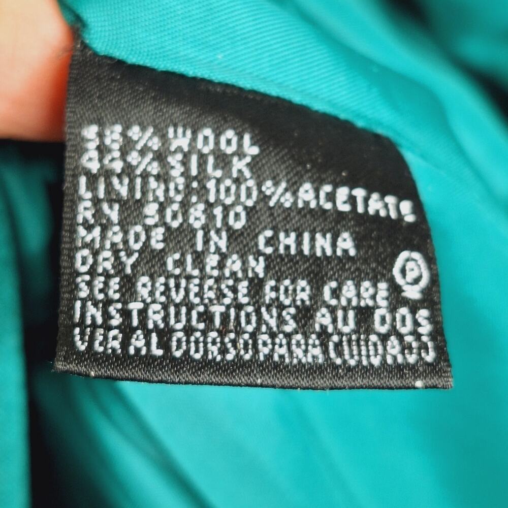 Vintage Albert Nipon Skirt Suit Wool Silk 8 Emerald Green Jackie O Classic 60s - Picture 4 of 16